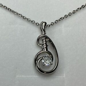 🪷Sparkling Floral Knot CZ Diamond Pendant Silver Necklace